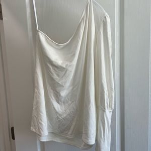 Halogen One Shoulder Long Sleeve Ivory Blouse XXL